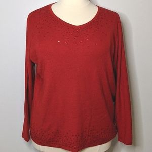 Red sequined sweater